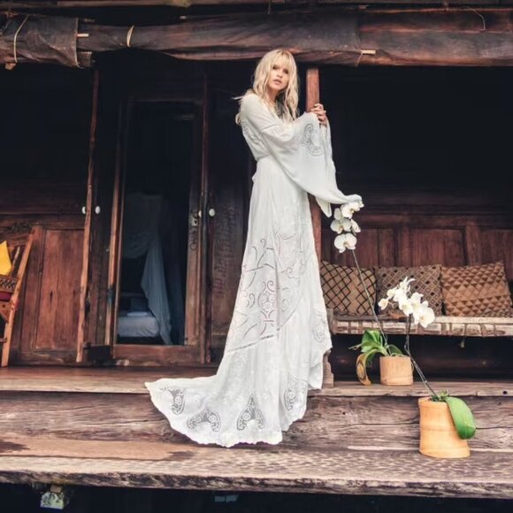 Spell & The Gypsy Collective Gwendolyn Gown XS Spell Bride Wedding Dress Kimono - Picture 17 of 17